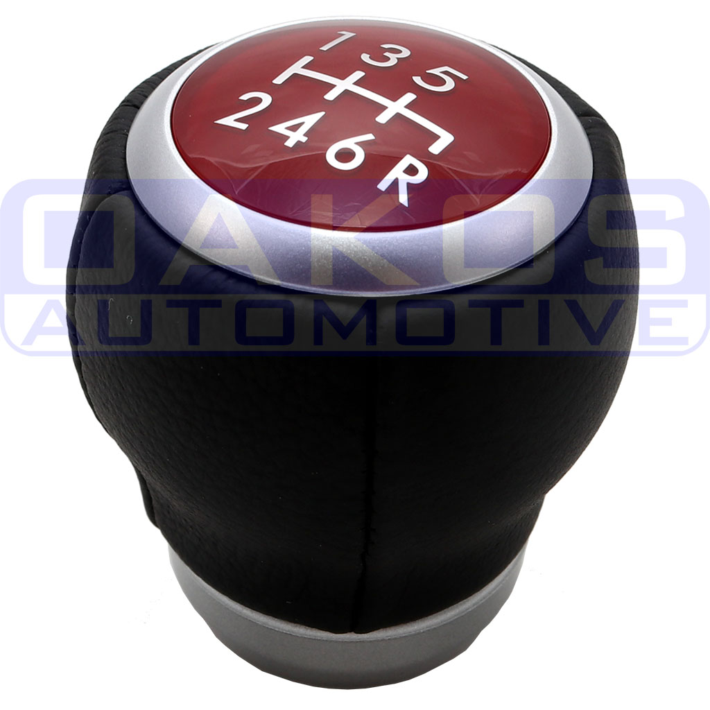 Subaru (OEM) STi Leather Shift Knob (6MT, Red Top), '04-'21 STi, '15+ WRX &  '13+ BRZ/FR-S/86