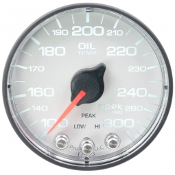 AutoMeter SPEK-PRO Oil Temperature Gauge (52mm, 100-300F, White/Black, AntiGlare Lens)