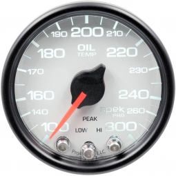 AutoMeter SPEK-PRO Oil Temperature Gauge (52mm, 100-300F, White/Black)