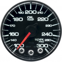 AutoMeter SPEK-PRO Oil Temperature Gauge (52mm, 100-300F, Black/Black, No O-Ring)