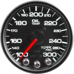 AutoMeter SPEK-PRO Oil Temperature Gauge (52mm, 100-300F, Black/Black)