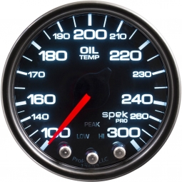 AutoMeter SPEK-PRO Oil Temperature Gauge (52mm, 100-300F, Black/Black)