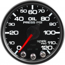 AutoMeter SPEK-PRO Oil Pressure Gauge (52mm, 0-120 PSI, Black/Black)