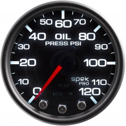 AutoMeter SPEK-PRO Oil Pressure Gauge (52mm, 0-120 PSI, Black/Black)