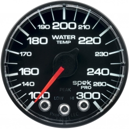 AutoMeter SPEK-PRO Water Temperature Gauge (52mm, 100-300F, Black/Black, No O-Ring)