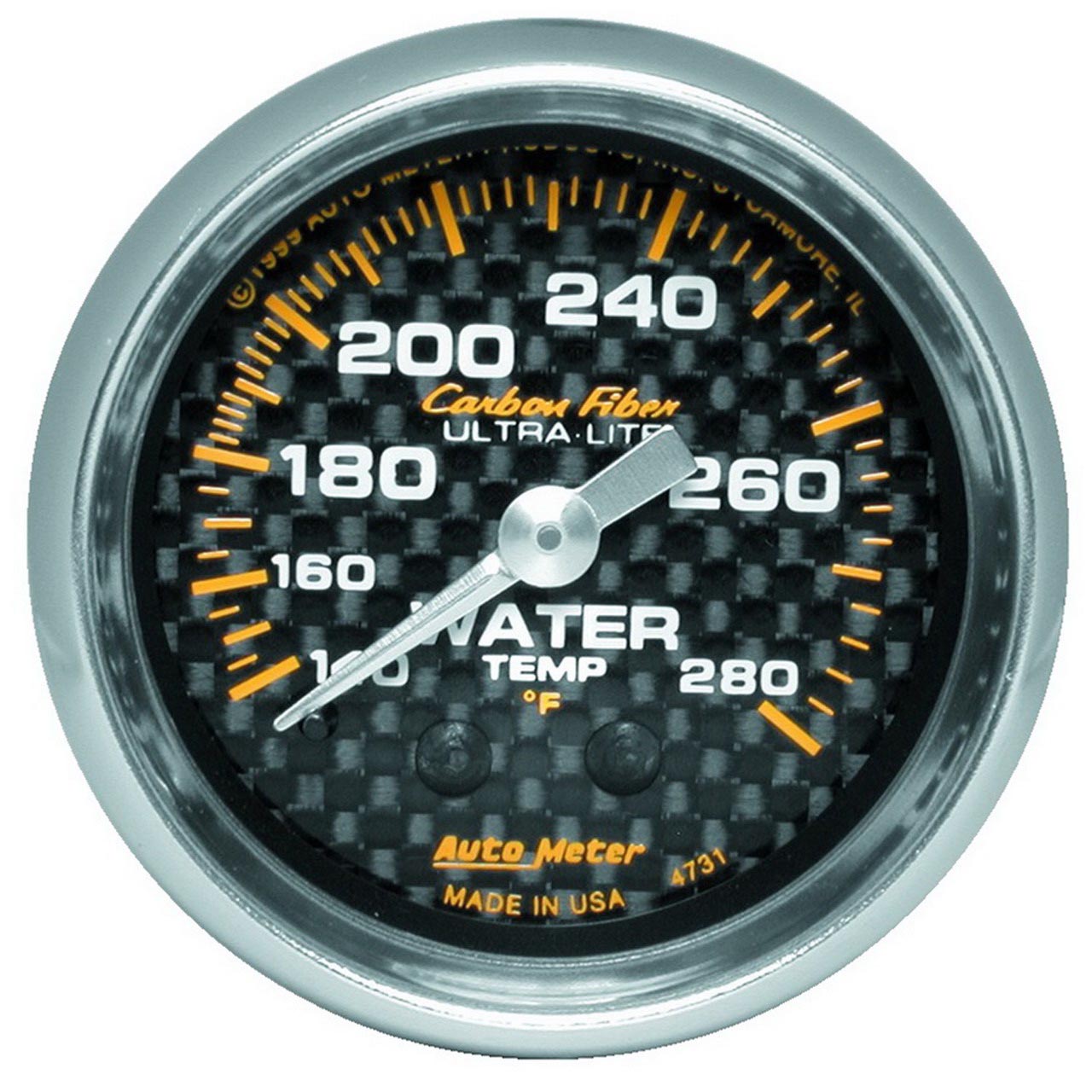 Autometer Carbon Fiber Mechanical Water Temp Gauge (2 1/16, 120-280F)