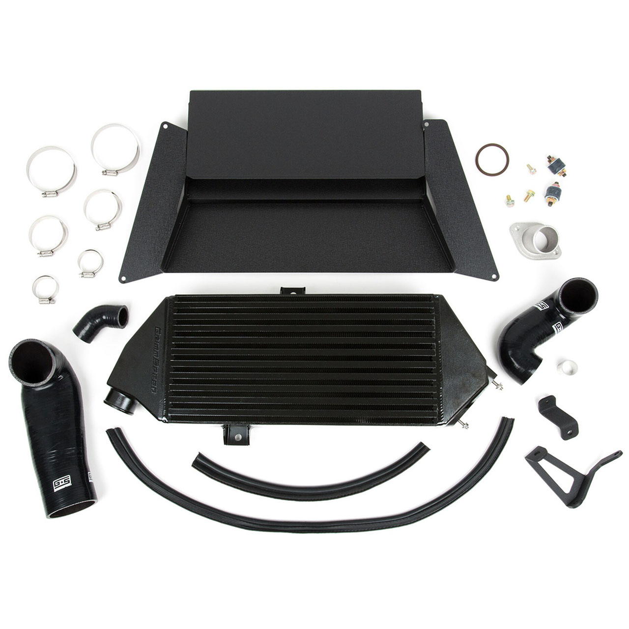 GrimmSpeed Top Mount Intercooler Kit w/ Splitter (Black), '05-'09 Legacy GT