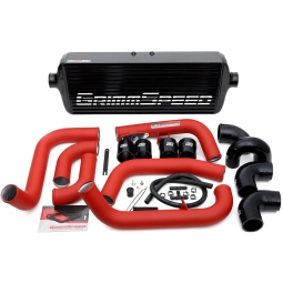 GrimmSpeed Front Mount Intercooler Kit (Black Core w/ Red Pipes), '08-'14 STi