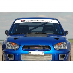 Roger Clark Motorsport Logo Sunstrip Windshield Banner (White), '02-'07 WRX & '04-'07 STi
