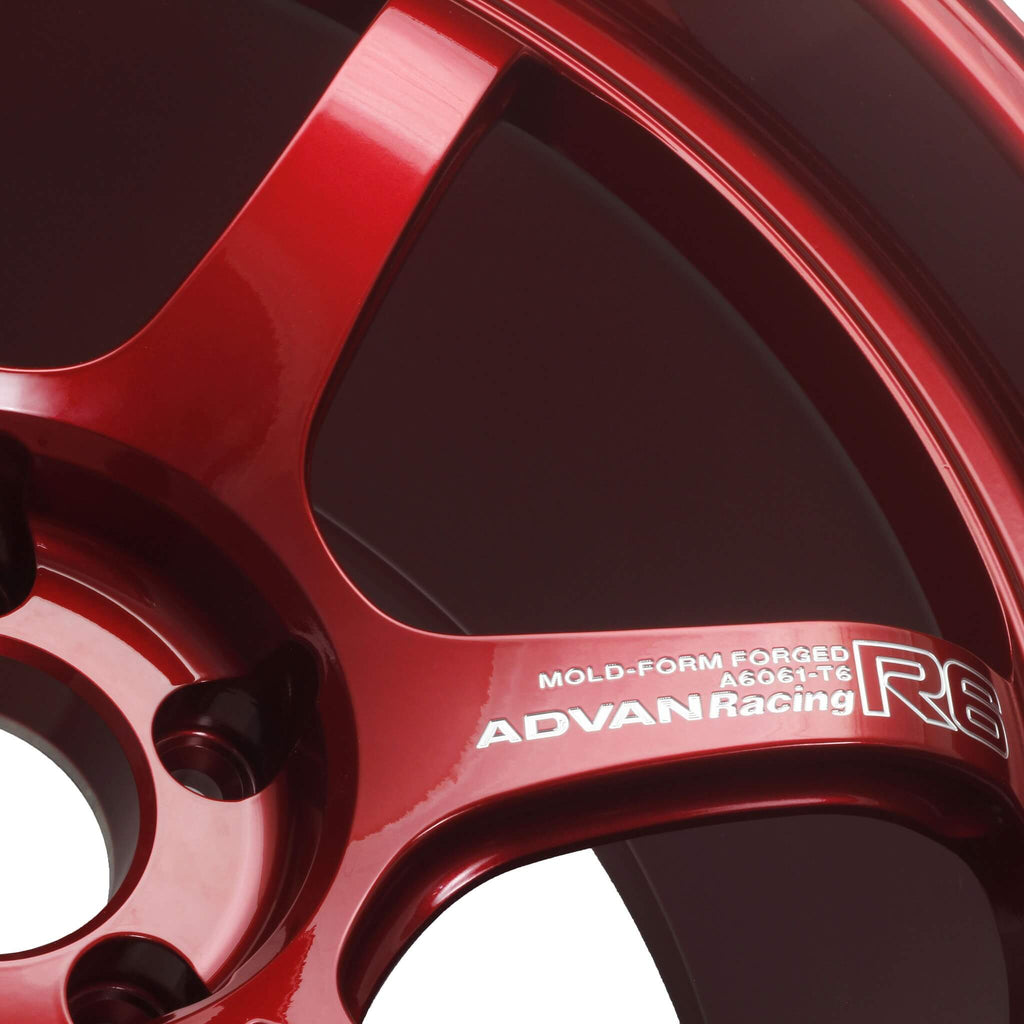 ADVAN R6 Wheel - 18x9.5 / +45 / 5x100 - Racing Candy Red - Angle 4