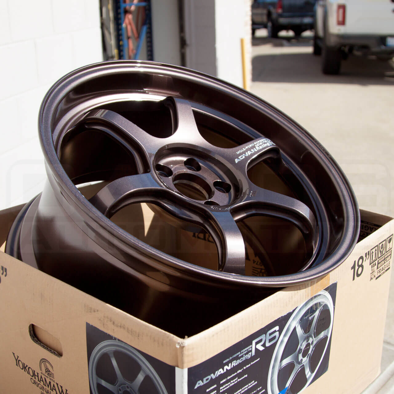 ADVAN R6 Wheel - 18x9.5 / +45 / 5x100 - Racing Copper Bronze - Angle 2