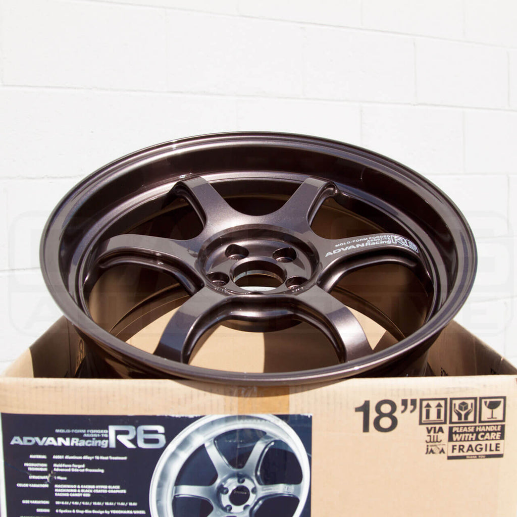 ADVAN R6 Wheel - 18x9.5 / +45 / 5x100 - Racing Copper Bronze - Angle 4