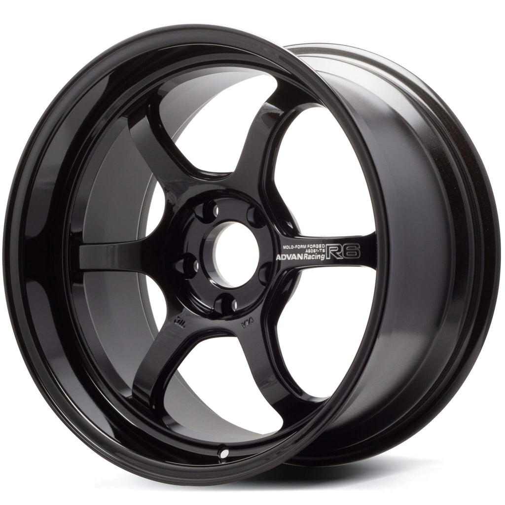 ADVAN R6 Wheel - 18x9.5 / +45 / 5x100 - Racing Titanium Black - Angle 2
