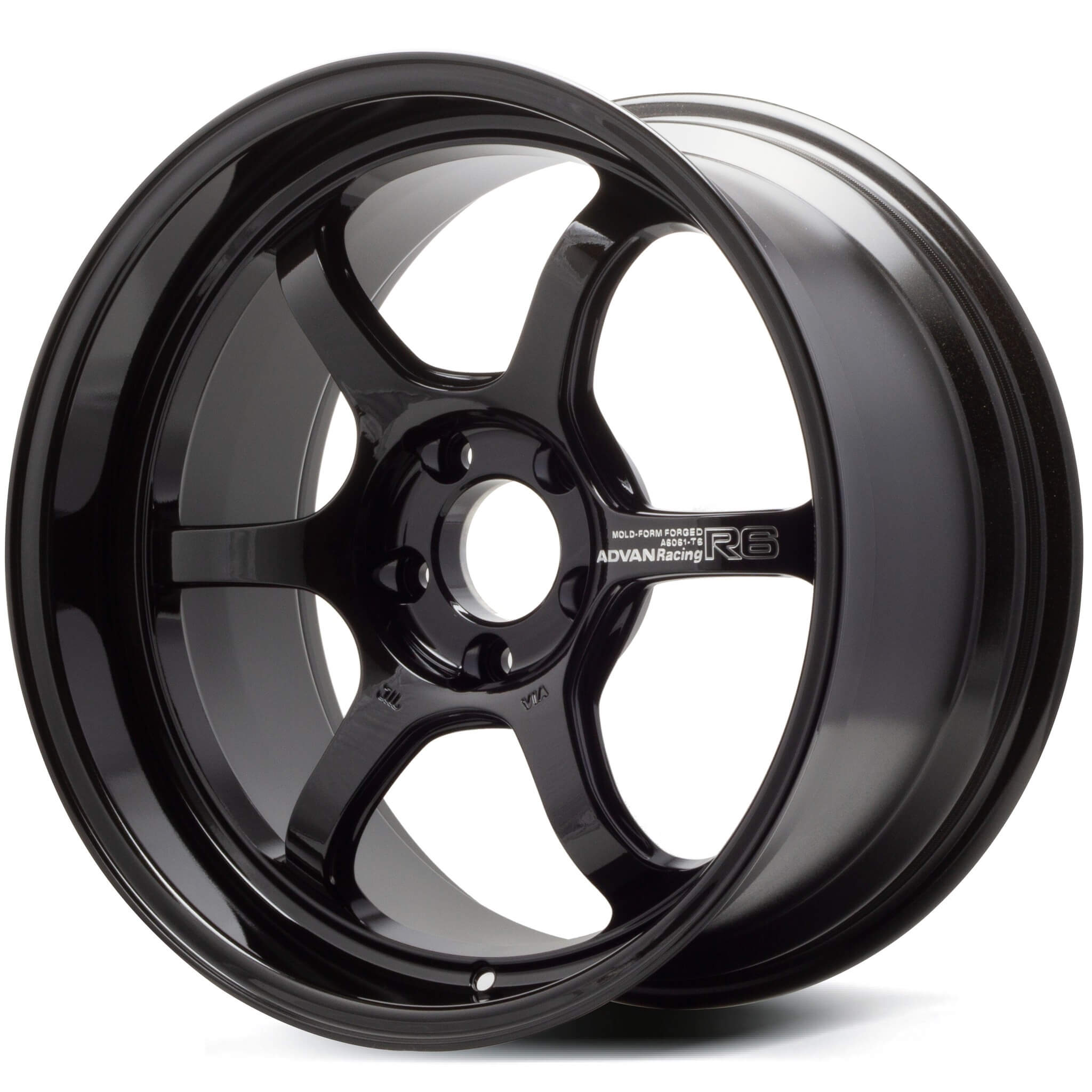ADVAN R6 Wheel - 18x9.5 / +45 / 5x100 - Racing Titanium Black - Angle 2