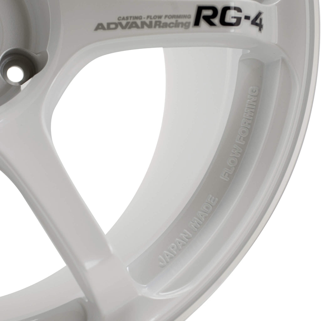 ADVAN RG-4 Wheel - 17x9 / +45 / 5x114.3 - Racing White Metallic & Ring - Angle 3