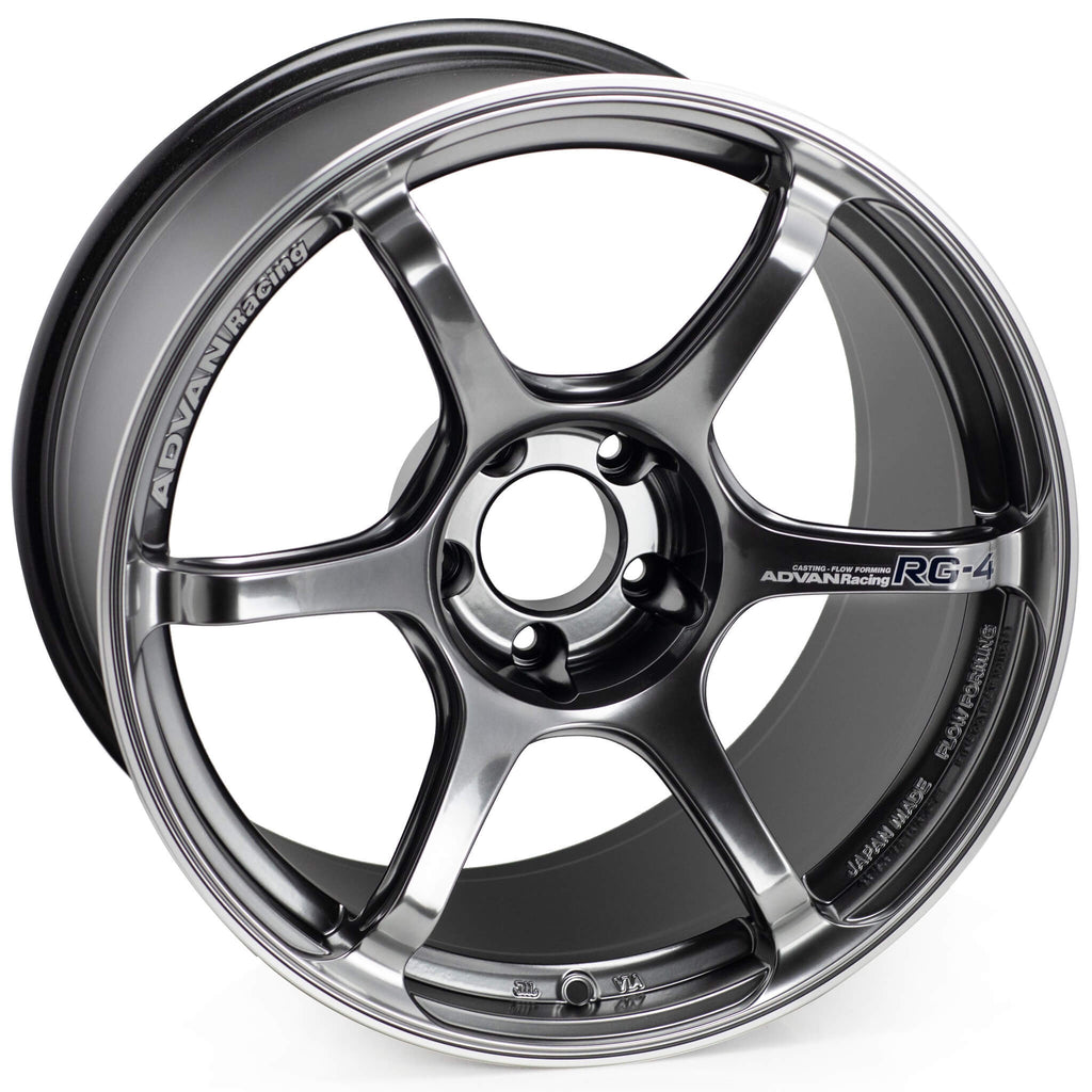 ADVAN RG-4 Wheel - 18x9.5 / +38 / 5x114.3 - Racing Hyper Black & Ring - Angle 2