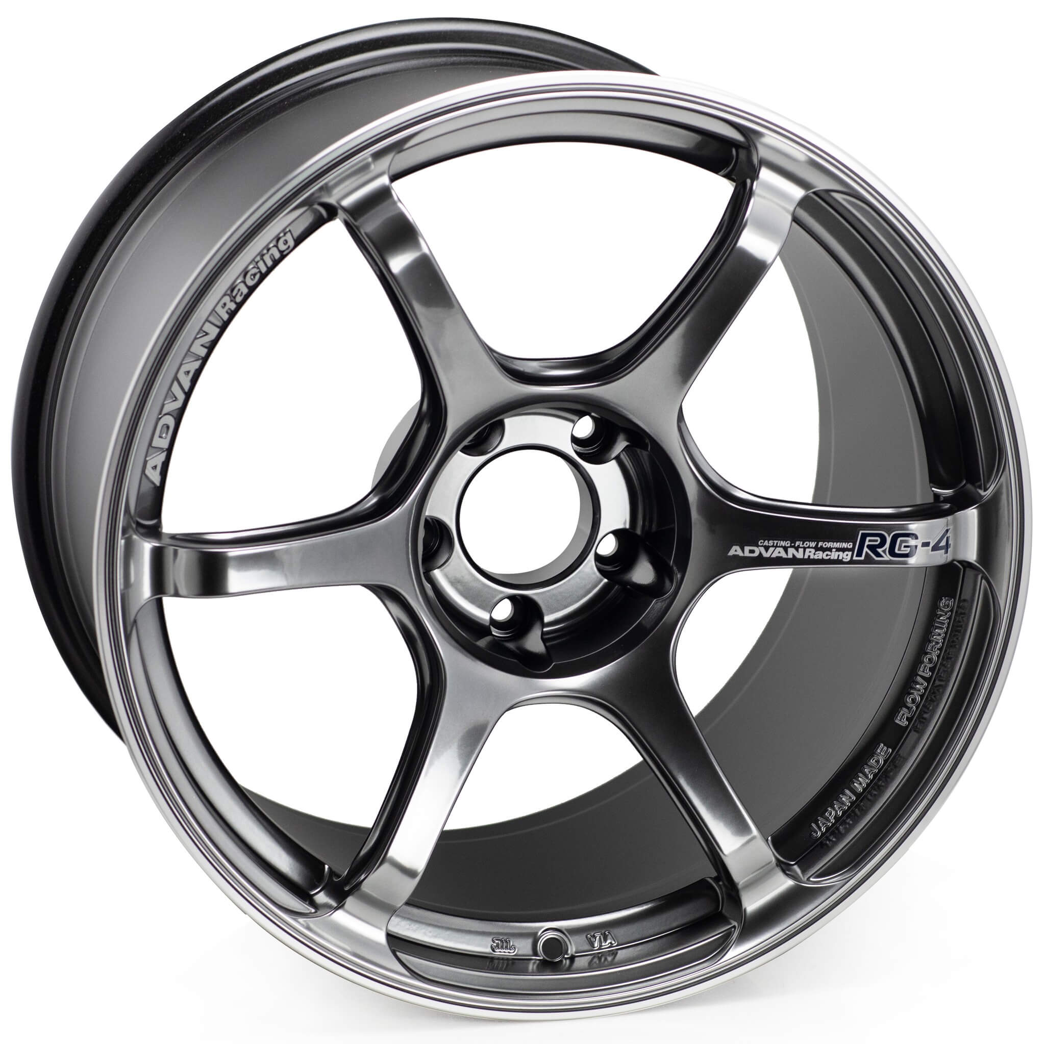 ADVAN RG-4 Wheel - 18x9.5 / +38 / 5x114.3 - Racing Hyper Black & Ring - Angle 2