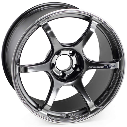 ADVAN RG-4 Wheel - 18x9.5 / +38 / 5x114.3 - Racing Hyper Black & Ring - Angle 2