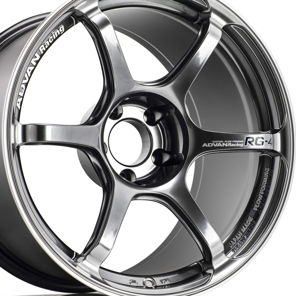 ADVAN RG-4 Wheel - 18x9.5 / +38 / 5x114.3 - Racing Hyper Black & Ring - Angle 3