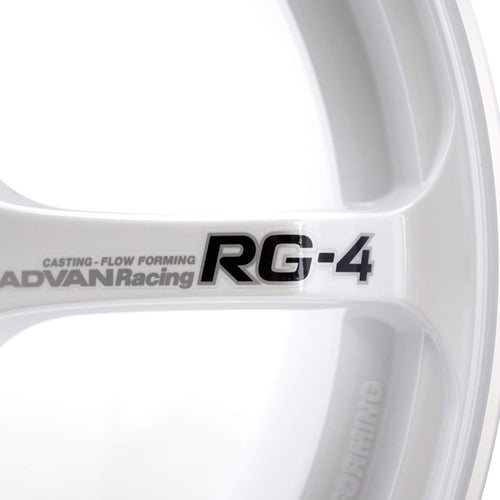 ADVAN RG-4 Wheel - 18x9.5 / +45 / 5x114.3 - Racing White Metallic & Ring - Angle 2