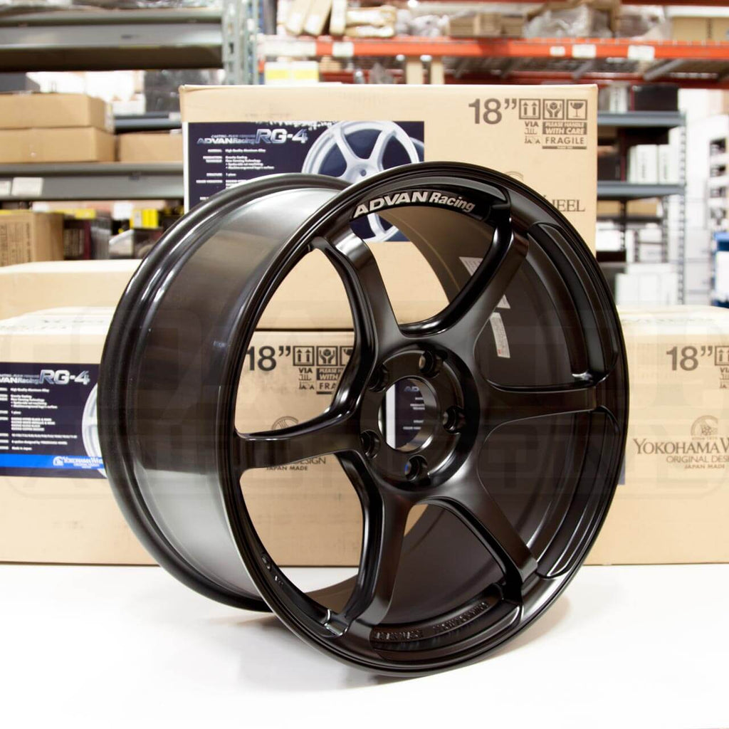 ADVAN RG-4 Wheel - 18x9.5 / +45 / 5x114.3 - Semi Gloss Black - Angle 3
