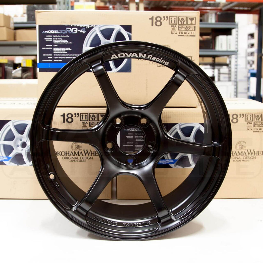 ADVAN RG-4 Wheel - 18x9.5 / +45 / 5x114.3 - Semi Gloss Black - Angle 4