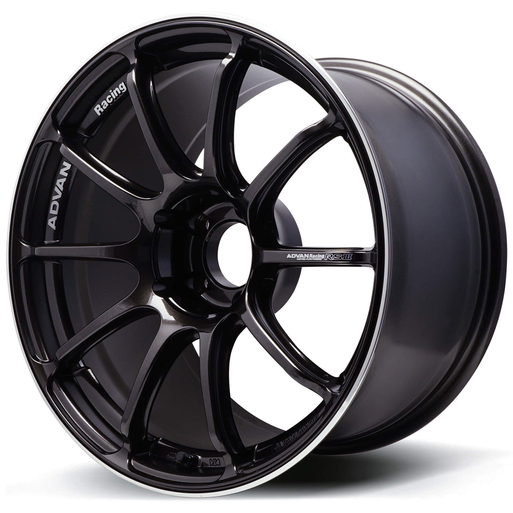 ADVAN RSIII Wheel - 18x10 / +35 / 5x114.3 - Black Gunmetallic & Ring - Angle 2