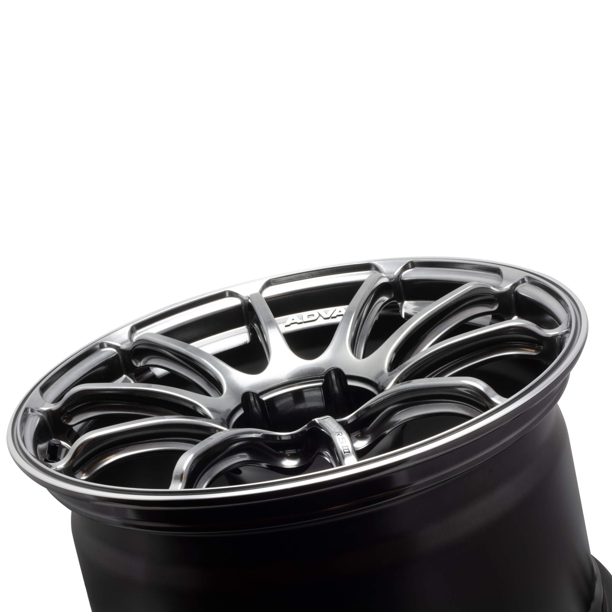 ADVAN RSIII Wheel - 18x7.5 / +50 / 5x100 - Racing Hyper Black & Ring - Angle 3
