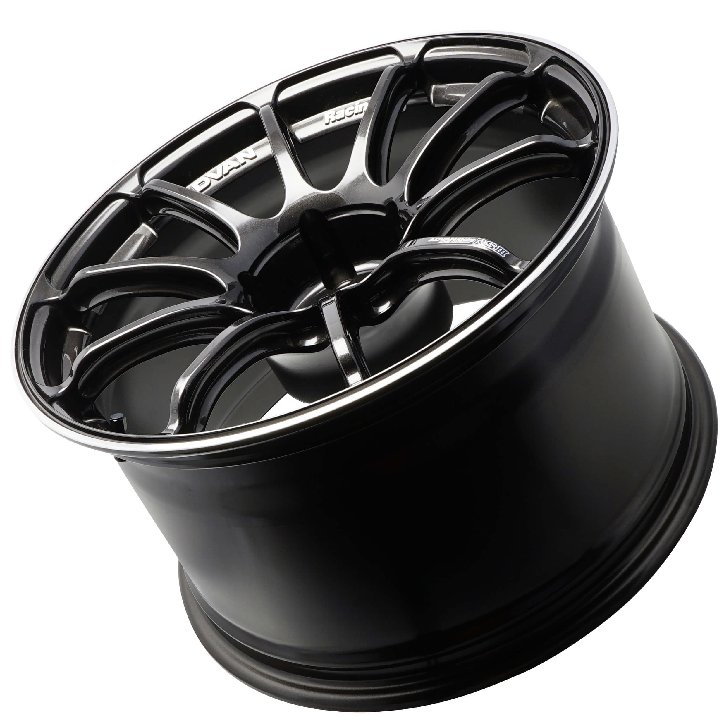 ADVAN RSIII Wheel - 18x8.5 / +38 / 5x114.3 - Black Gunmetallic & Ring - Angle 4