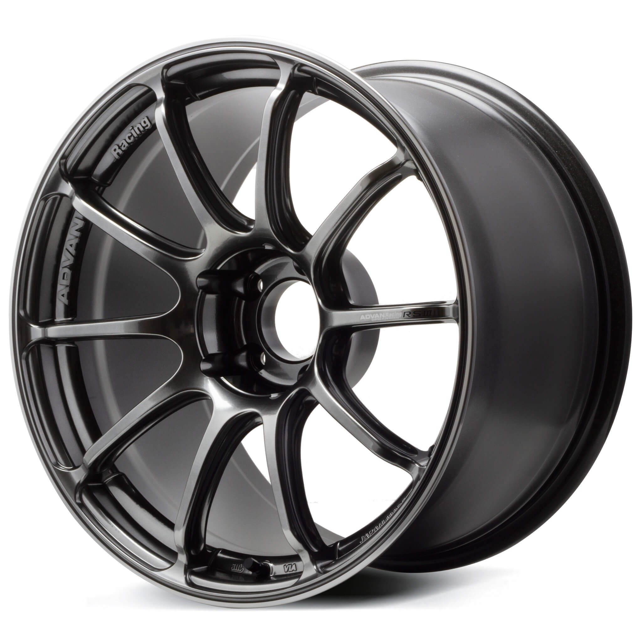 ADVAN RSIII Wheel - 18x9.5 / +45 / 5x100 - Racing Hyper Black & Ring - Angle 2