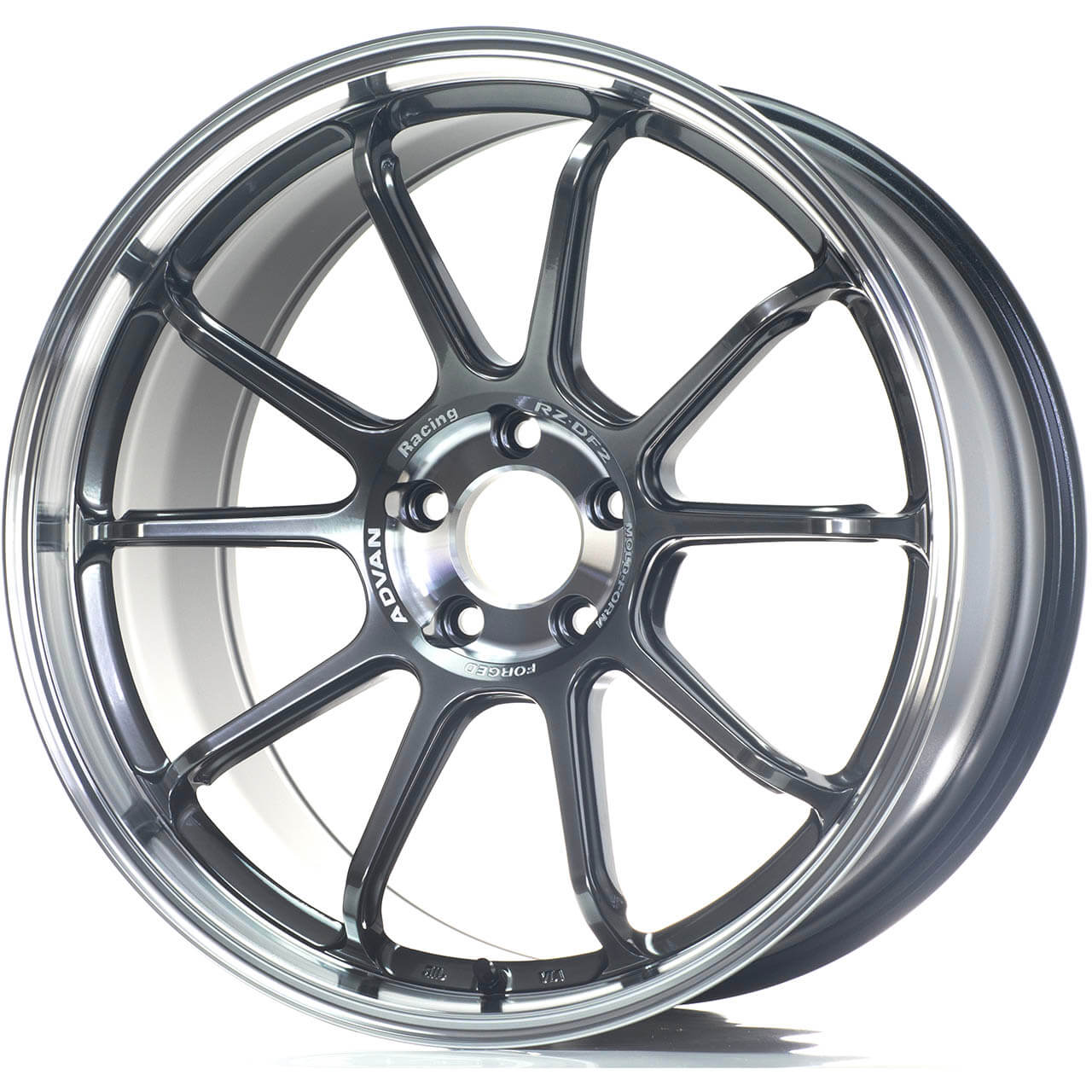 ADVAN RZ-DF2 Wheel - 19x10 / +35 / 5x114.3 - Diamond Cut & Hyper Platinum Black - Angle 2