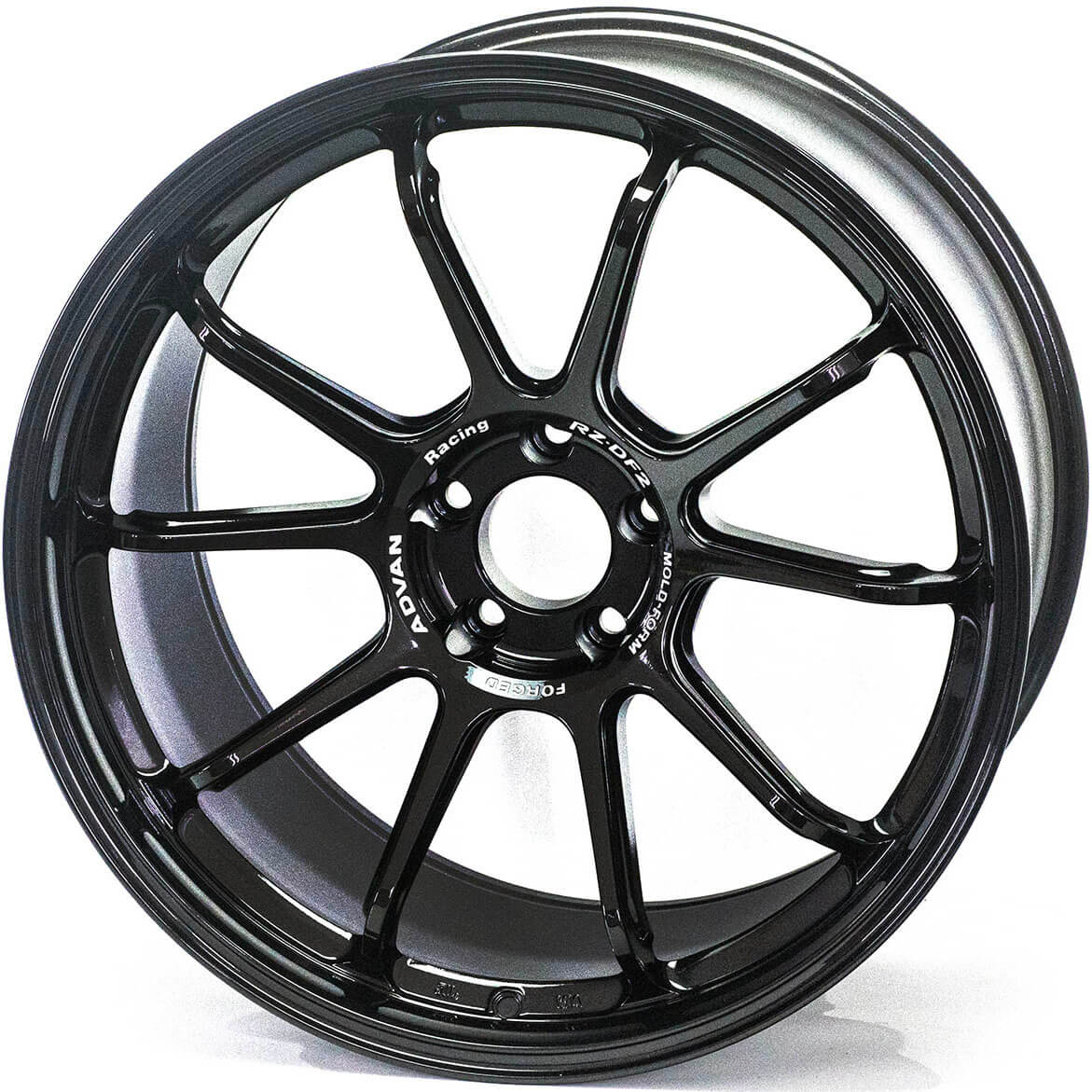 ADVAN RZ-DF2 Wheel - 19x10 / +35 / 5x114.3 - Racing Titanium Black - Angle 2