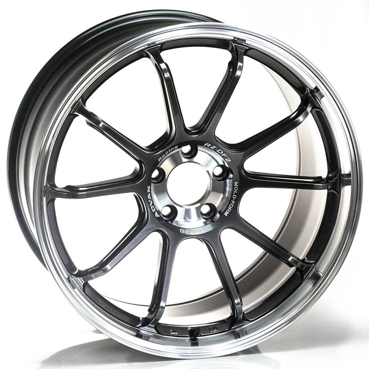 ADVAN RZ-DF2 Wheel - 19x9 / +35 / 5x114.3 - Diamond Cut & Racing Titanium Black