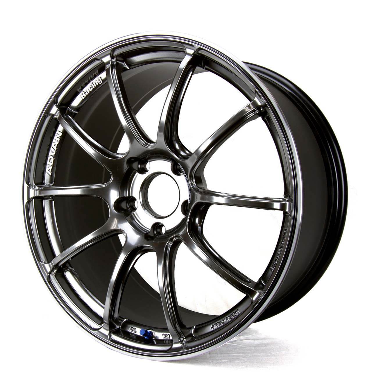ADVAN RZII Wheel - 18x9.5 / +35 / 5x114.3 - Racing Gloss Black & Ring - Angle 2