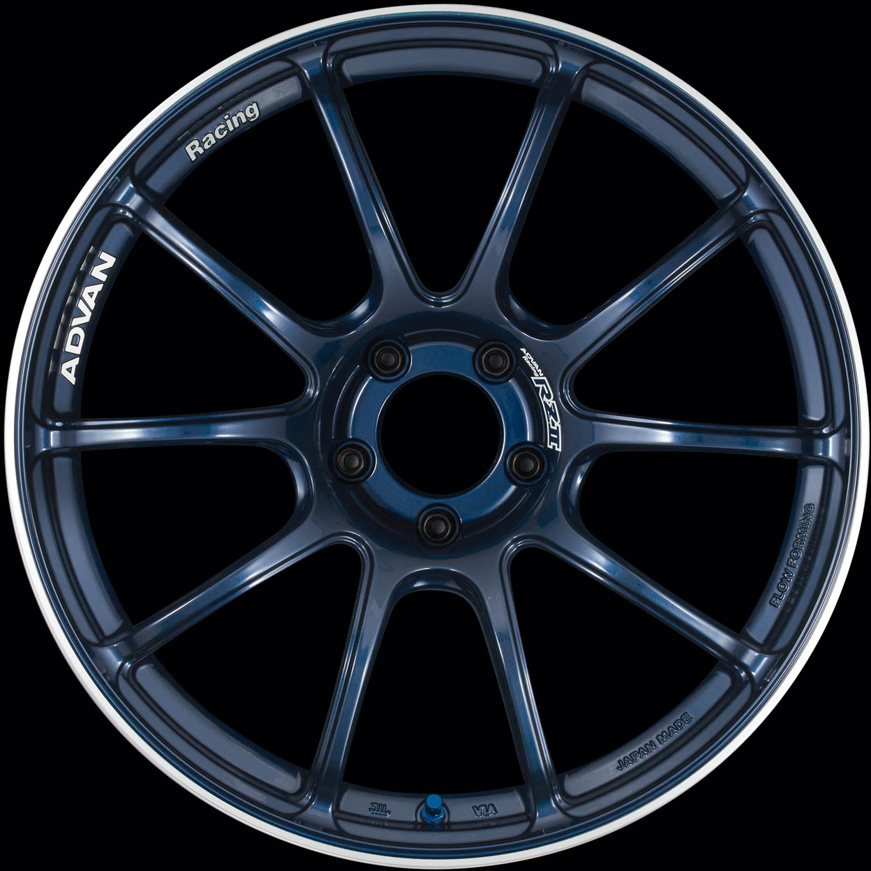 ADVAN RZII Wheel - 18x9.5 / +35 / 5x114.3 - Racing Indigo Blue & Ring - Angle 2