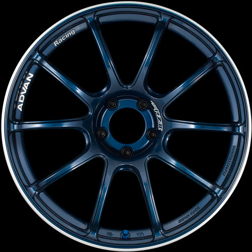 ADVAN RZII Wheel - 18x9.5 / +35 / 5x114.3 - Racing Indigo Blue & Ring - Angle 2