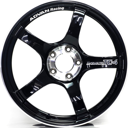 ADVAN TC-4 Wheel - 18x10 / +35 / 5x114.3 - Gloss Black & Diamond w/ Ring