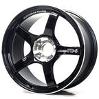 ADVAN TC-4 Wheel - 18x10 / +35 / 5x114.3 - Gloss Black & Diamond w/ Ring - Angle 2