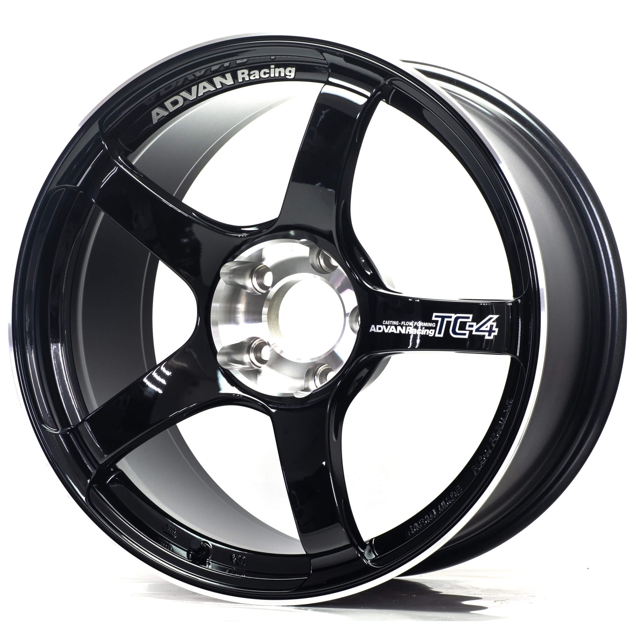 ADVAN TC-4 Wheel - 18x10 / +35 / 5x114.3 - Gloss Black & Diamond w/ Ring - Angle 2