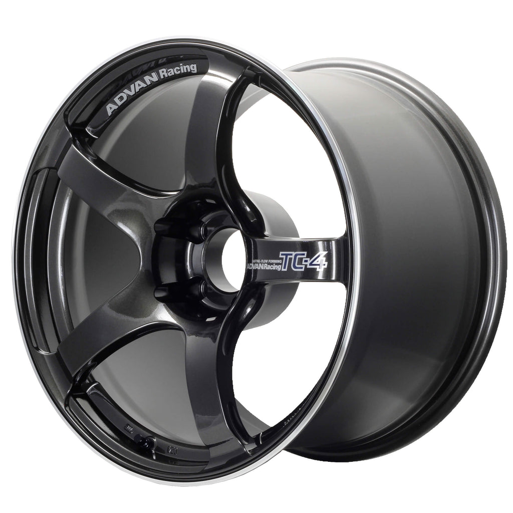 ADVAN TC-4 Wheel - 18x9.5 / +45 / 5x114.3 - Black Gunmetallic & Ring - Angle 2