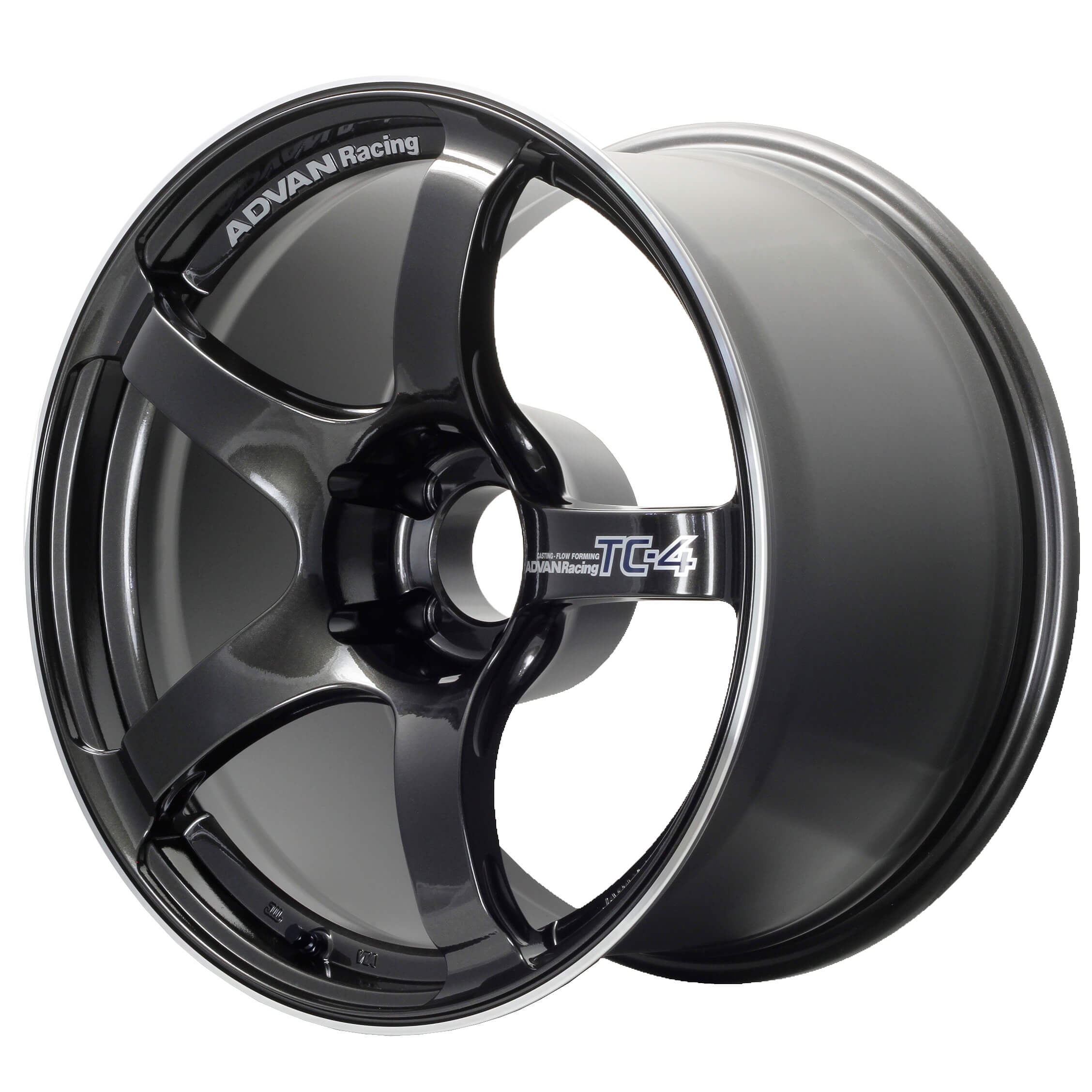 ADVAN TC-4 Wheel - 18x9.5 / +45 / 5x114.3 - Black Gunmetallic & Ring - Angle 2