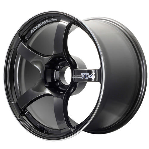 ADVAN TC-4 Wheel - 18x9.5 / +45 / 5x114.3 - Black Gunmetallic & Ring - Angle 2