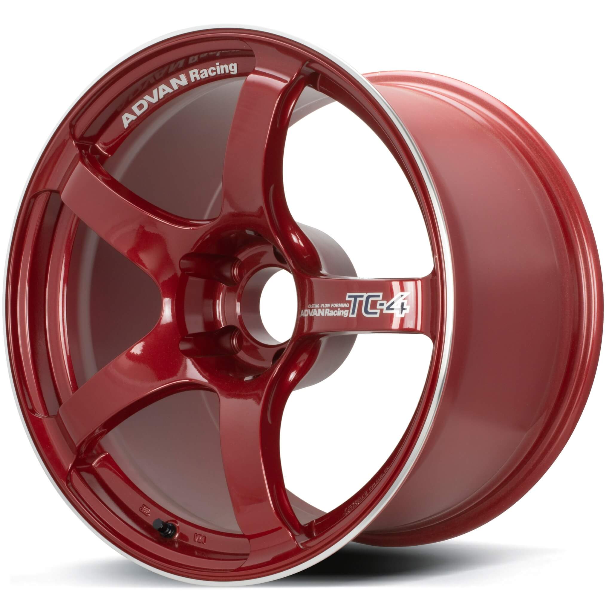 ADVAN TC-4 Wheel - 18x9.5 / +45 / 5x114.3 - Racing Candy Red & Ring - Angle 2