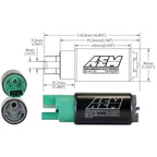 AEM 340lph E85 Hi Flow In-Tank Fuel Pump, 2002-2007 WRX & STi & 2015-2021 WRX - Angle 5