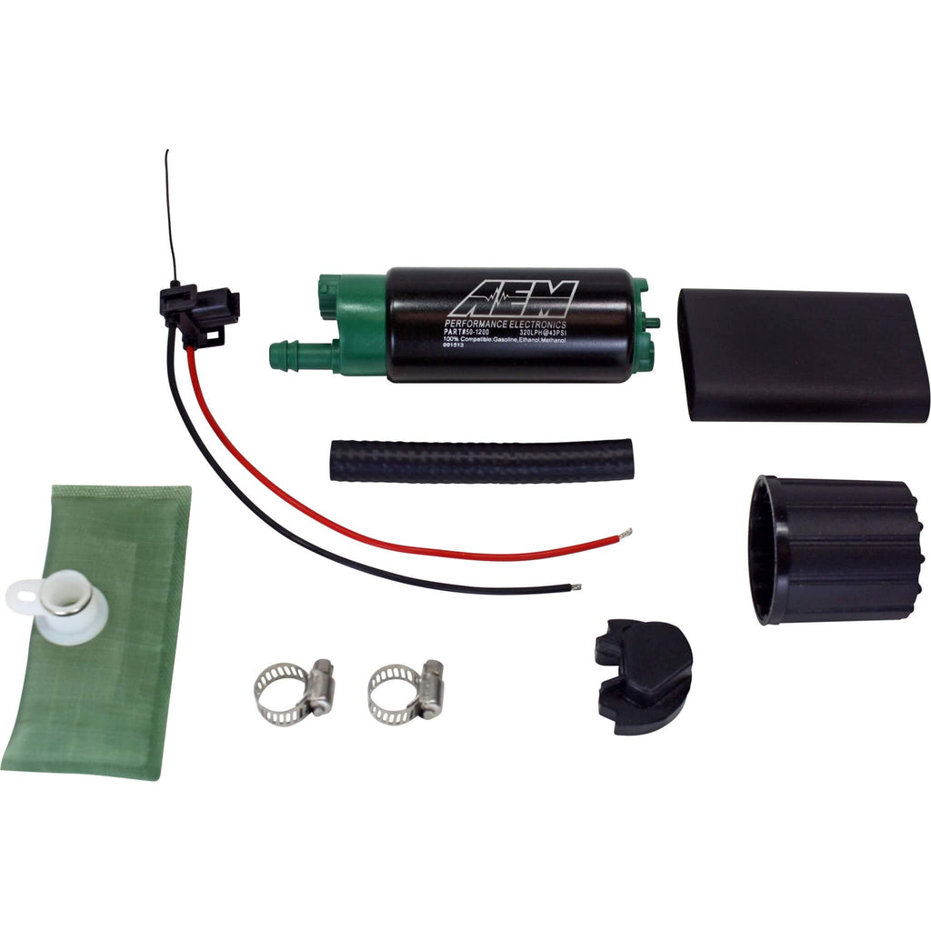AEM E85 High Flow In-Tank Fuel Pump (320Lph, Offset Inlet, Inline) - Angle 4