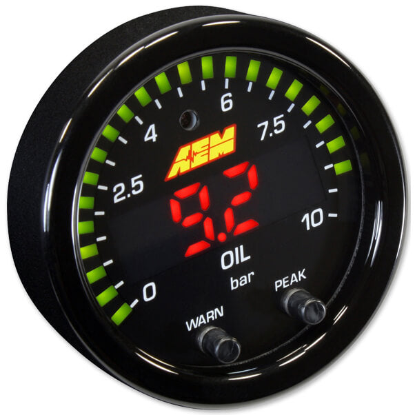 AEM X-Series Oil Pressure Gauge (0-150 PSI) - Angle 3