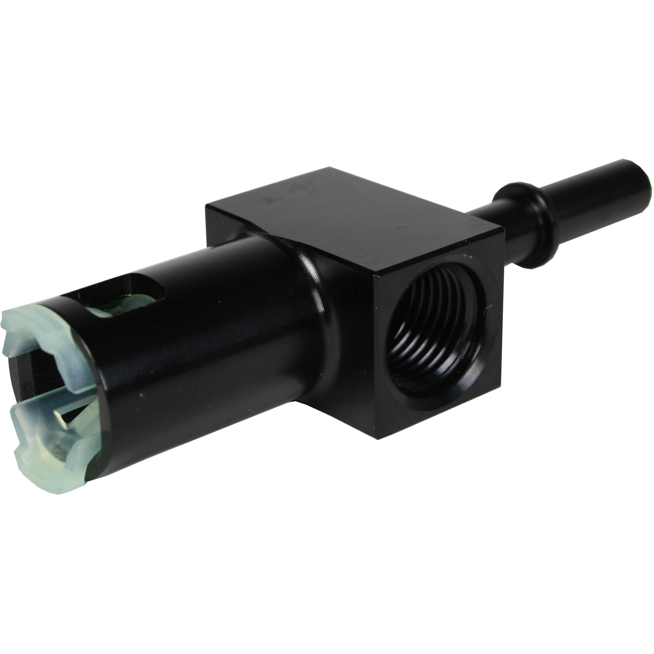 Aeromotive 5/16in Quick Connect w/ AN-06 Port & 1/8in Gauge Port - Angle 2