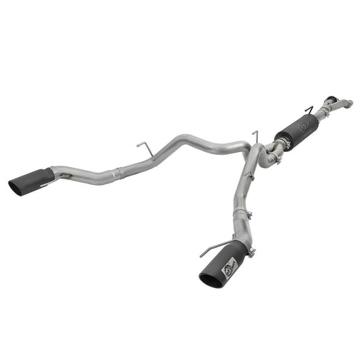 aFe Rebel Series 3in > 3-1/2in Cat-Back Exhaust w/ Black Tips, 2017-2020 F-150 Raptor