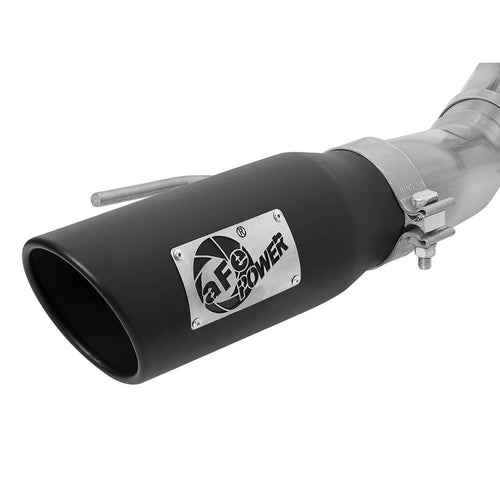 aFe Rebel Series 3in > 3-1/2in Cat-Back Exhaust w/ Black Tips, 2017-2020 F-150 Raptor - Angle 2