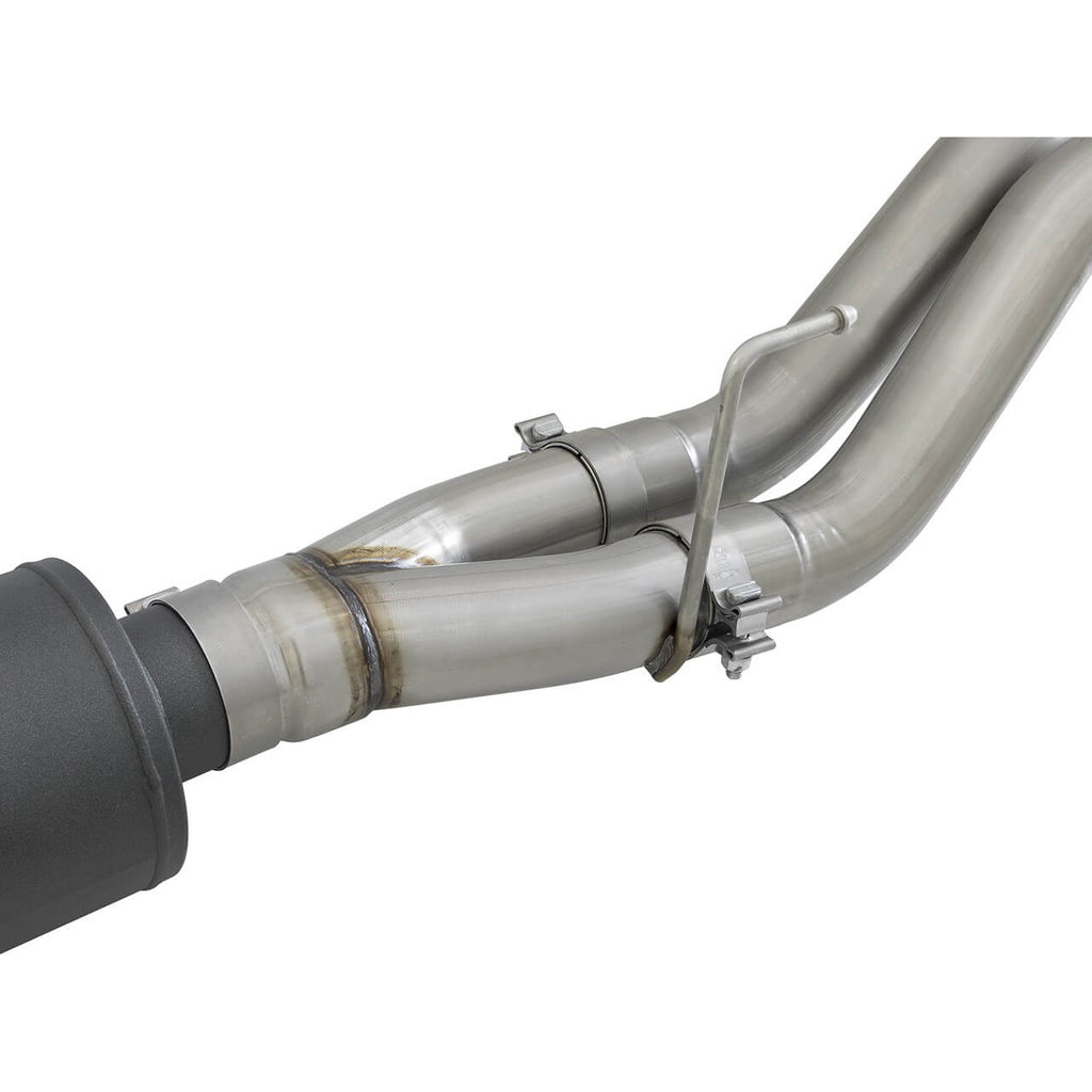 aFe Rebel Series 3in > 3-1/2in Cat-Back Exhaust w/ Black Tips, 2017-2020 F-150 Raptor - Angle 3